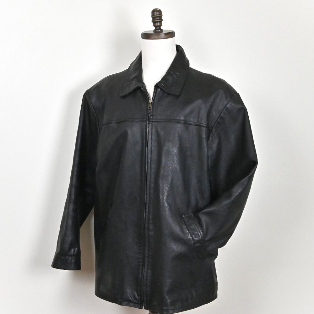 VTG 90s Outbrook Riding Moto Biker Grunge Retro Outdoor Black Leather Jacket L